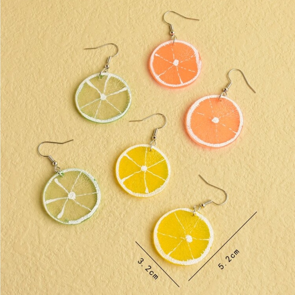 Citrus Fruit slice Earrings - Lemon, Lime or Orange NWT - Picture 2 of 2